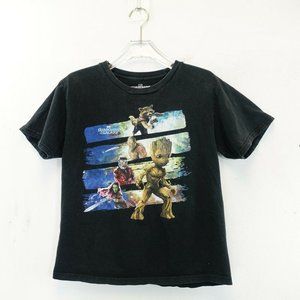 MARVEL Boy Cotton Black Tee T-Shirt LARGE Guardians of the Galaxy Vol 2‎ Stretch